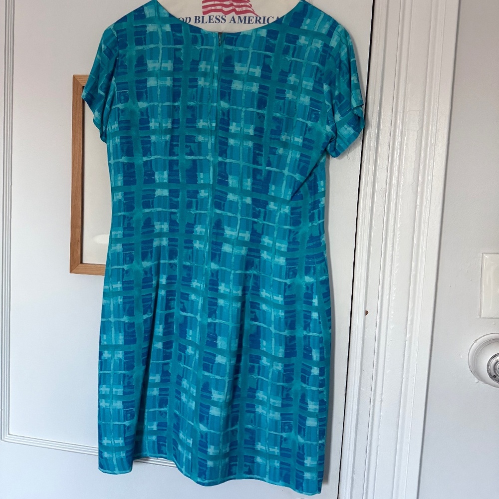 VINTAGE Women's Rabbit Rabbit Rabbit Designs Dress - Turquoise - Size 8P - Picture 2 of 5